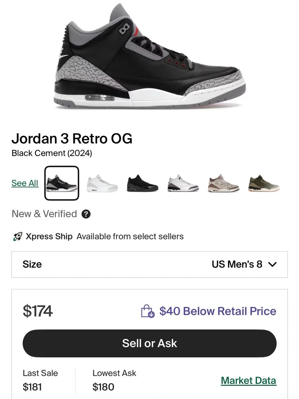 Jordan Retro 3 Black cements 2024